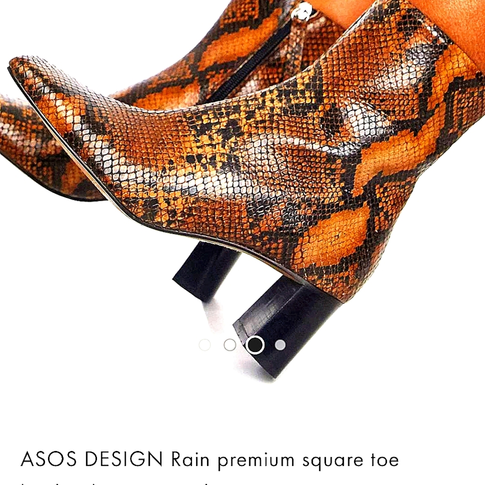 Rain snakeskin square toe boots
